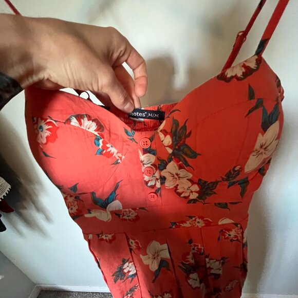 Coral Floral Summer Dress (M) - Picture 4 of 4